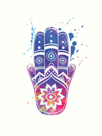 413x549 Namaste Watercolor Hamsa Hand Art Prints By Magneticmama Redbubble