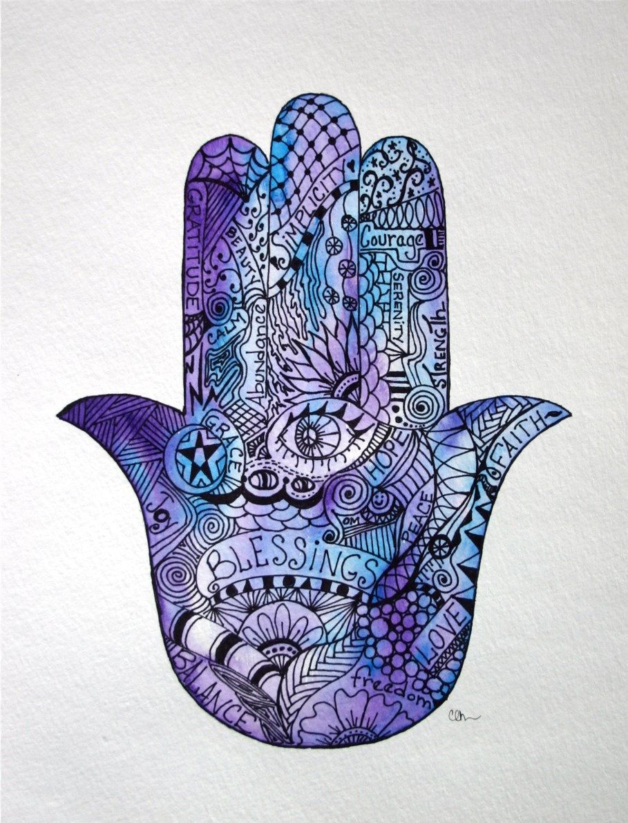 909x1191 Watercolor Art Zentangle Watercolor Hamsa Hand Por