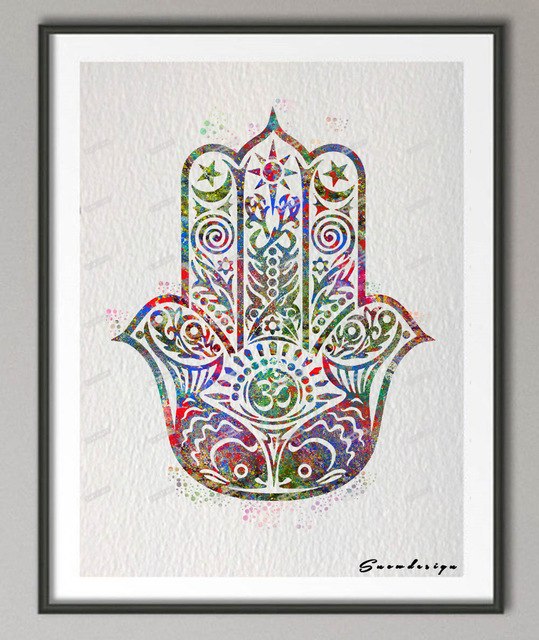 539x640 Buy Diy Original Watercolor Hamsa Hand Canvas