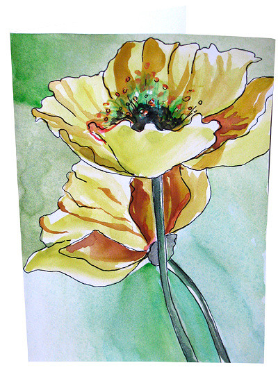 400x536 Hand Painted Poppy Watercolor Greeting Cards Flower Note