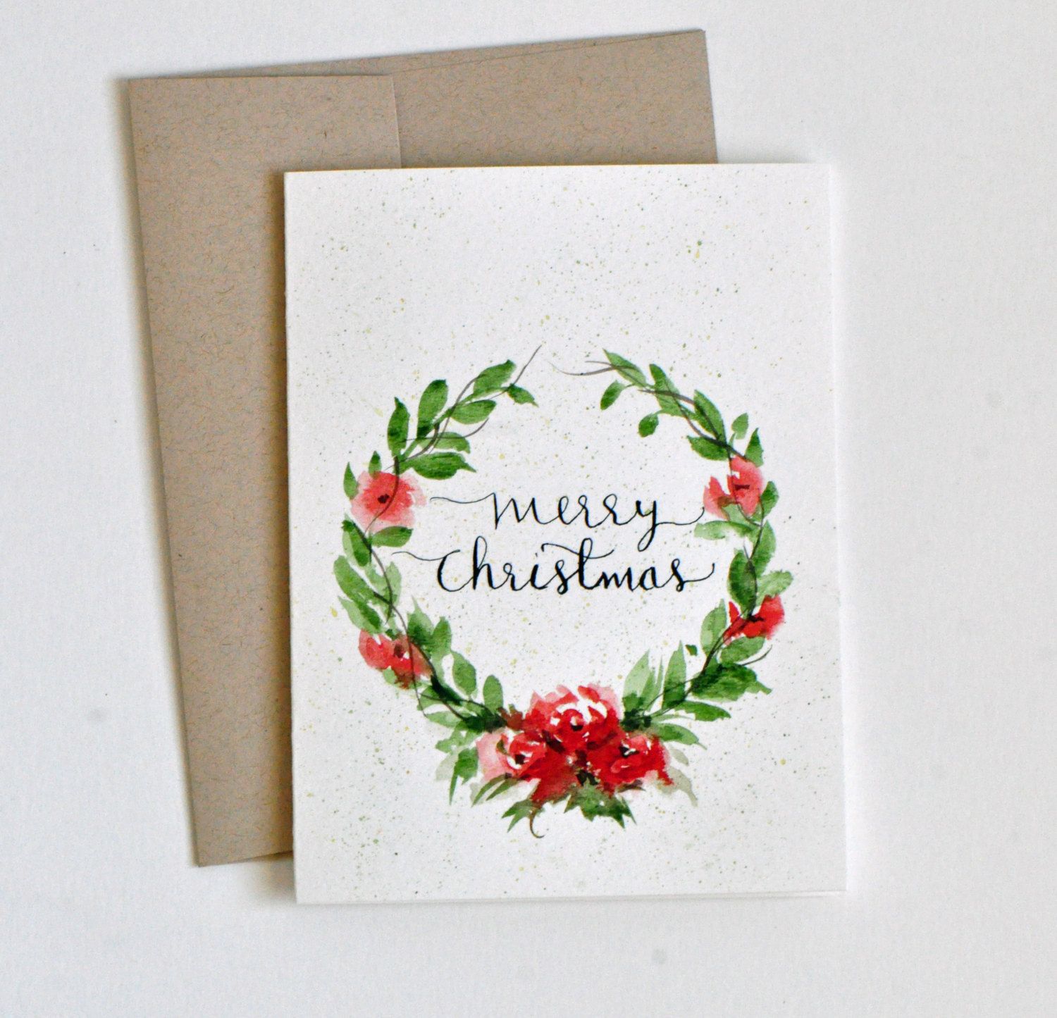 1500x1445 Hand Painted Watercolor Christmas Card Watercolor Flowers Wreath