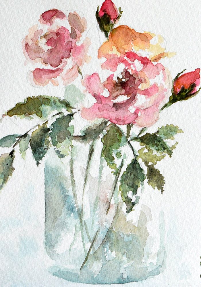 700x1001 Original Watercolor Painting, Hand Painted Greeting Card, Rose