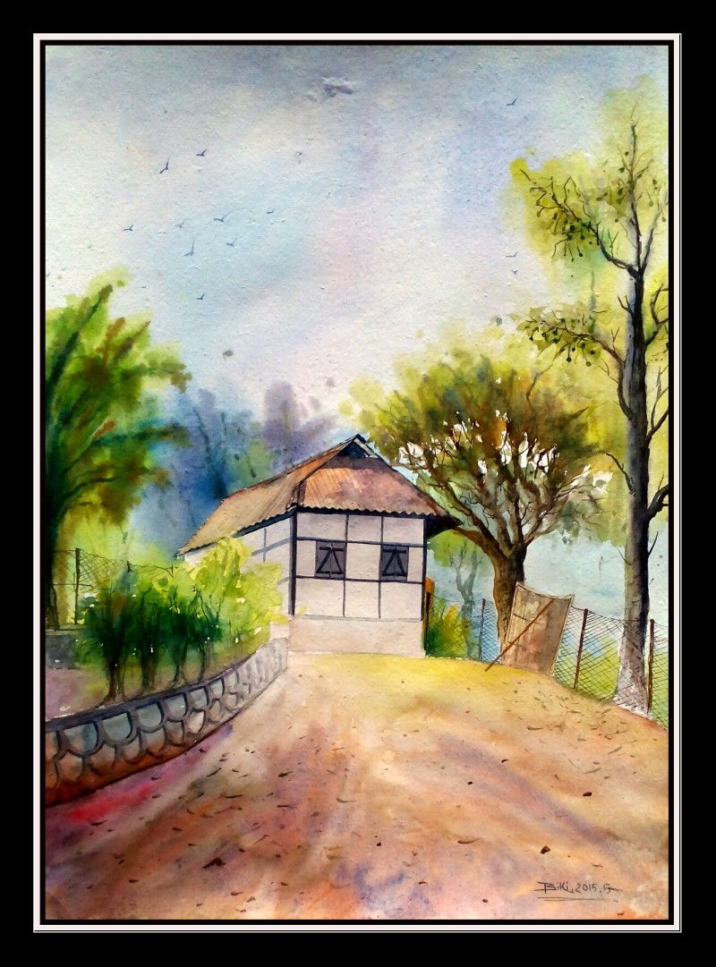 800x1081 One Of House..hill Area By Artist Biki Das Landscape Art