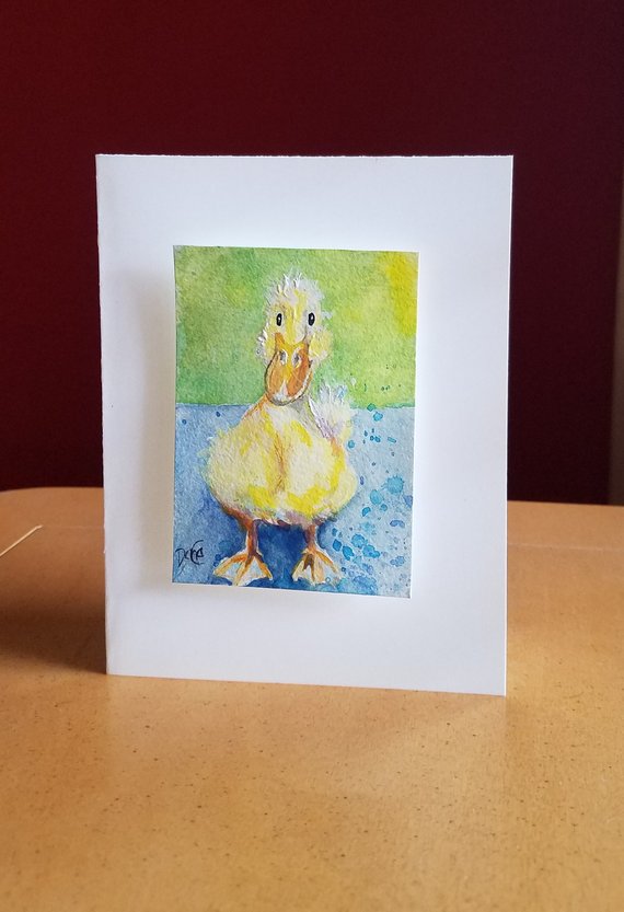 570x833 Handmade Watercolor Cards Little Quack Quack Original Etsy