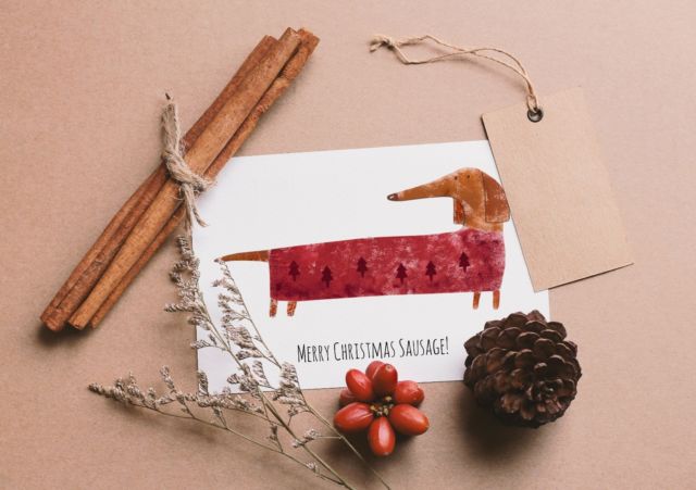 640x451 Cute Handmade Watercolour Dachshund Christmas Card Sausage Dog Ebay