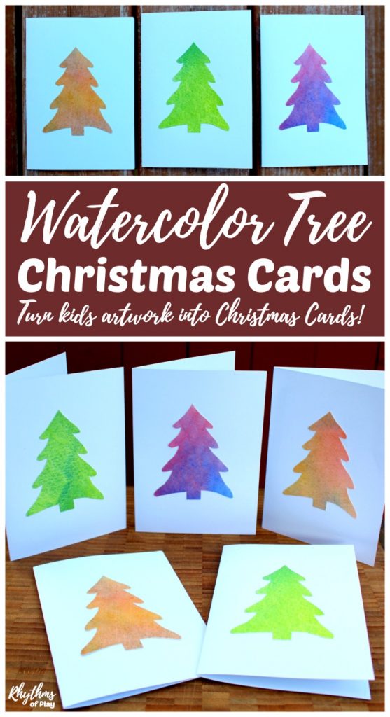 557x1024 Easy Watercolor Christmas Tree Cards Rhythms Of Play