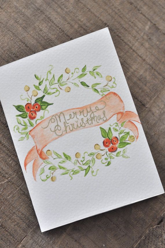 570x858 Handmade Watercolor Greeting Card Print. Cards Are Hand Cut And