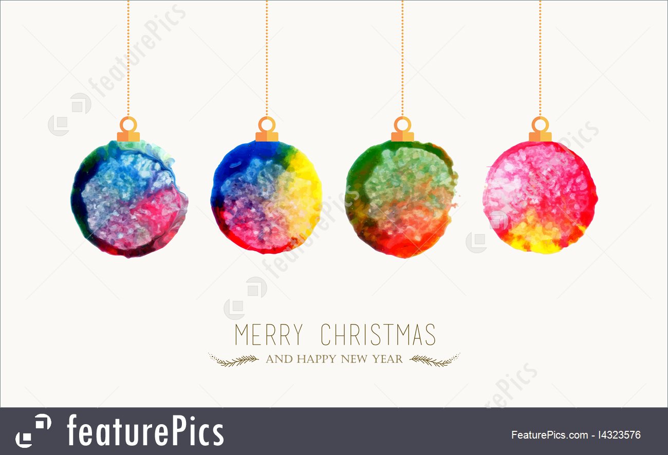 1300x886 Holidays Christmas Bauble Watercolor Greeting Card