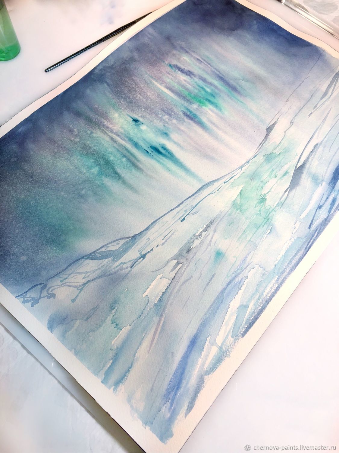 1125x1500 Watercolor Painting Aurora Borealis Shop Online On Livemaster