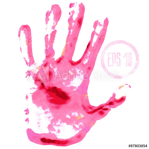 500x500 Handprint In Paint Colors Isolated On White. Acrylic And