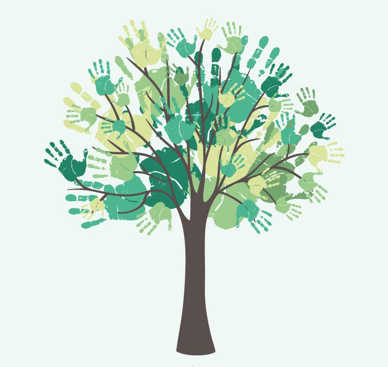 800x757 Creative Design Vector Watercolor Handprint Tree [Ai]