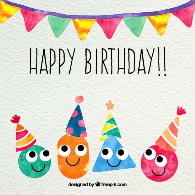 626x626 Happy Birthday Card In Watercolor Style Vector Premium Download