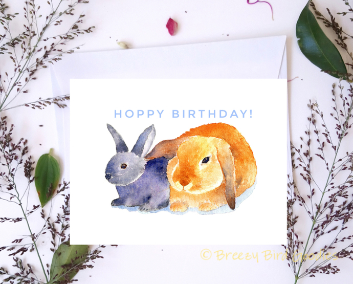 690x555 Loving Bunnies Birthday Card, Bunny By Breezy Bird Goodies On Zibbet