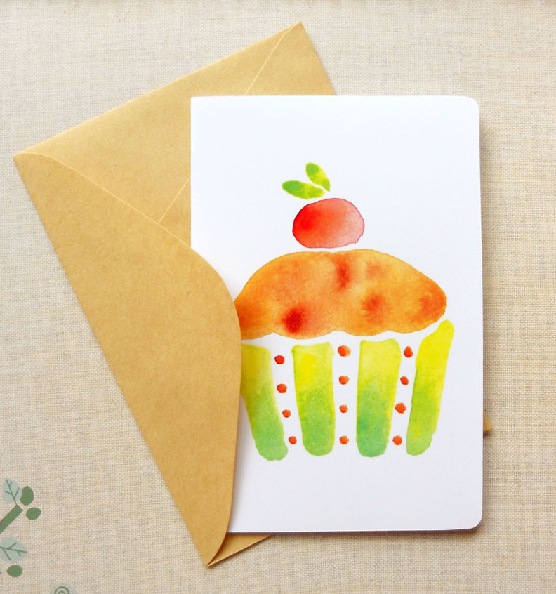 792x846 Sweet Cupcake 4x6 Happy Birthday Card Thank You Notecard