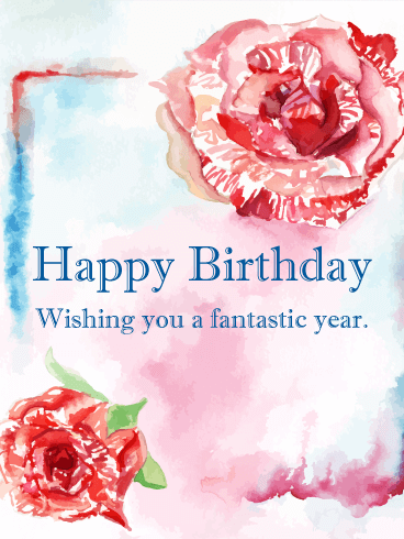 368x490 Watercolor Rose Happy Birthday Card Birthday Amp Greeting Cards By