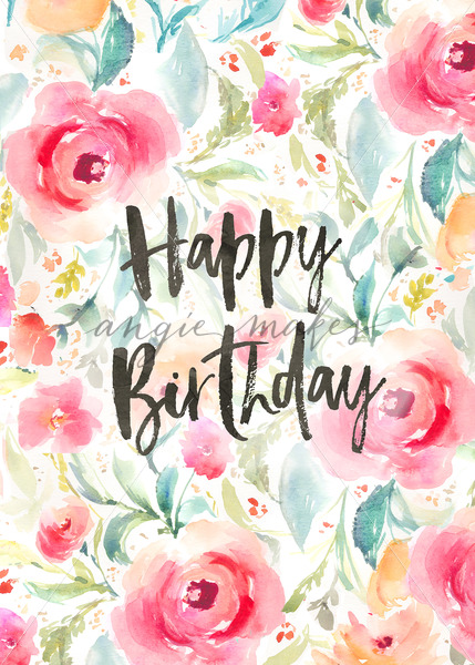429x600 Happy Birthday Background With Watercolor Flowers. Flower Birthday
