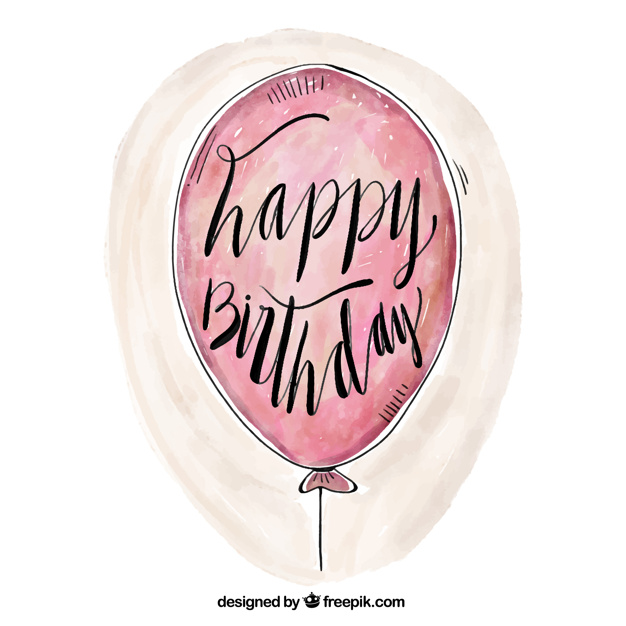 626x626 Happy Birthday Watercolor Balloon Background Vector Free Download