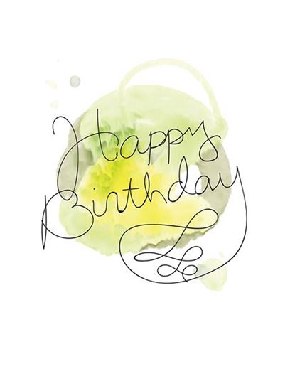 415x550 Note Card Watercolor Green Happy Birthday
