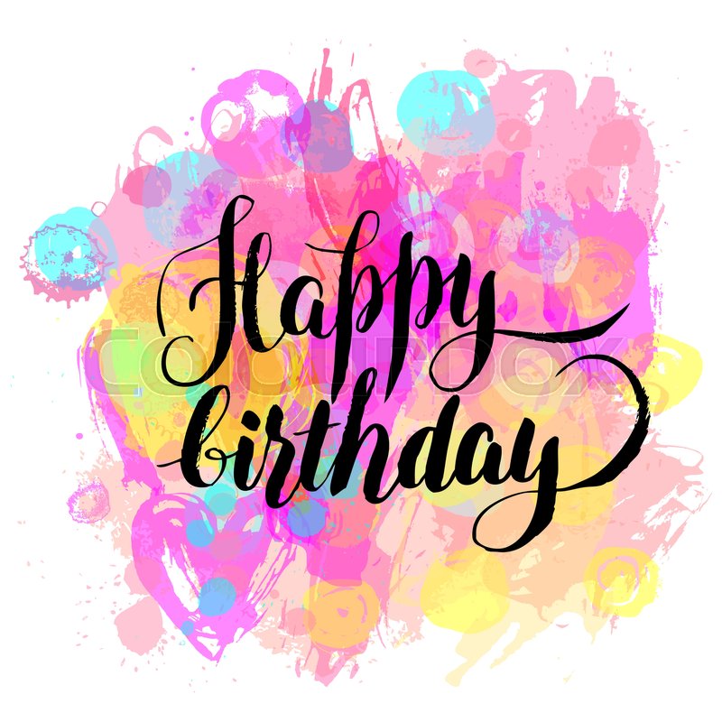 800x800 Happy Birthday! Watercolor Greeting Card. Vector Illustration