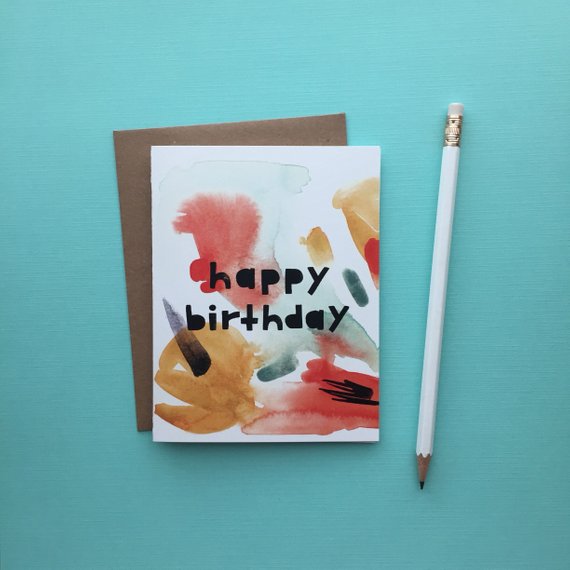 570x570 Happy Birthday Greeting Card Watercolor Card Birthday Gift Etsy