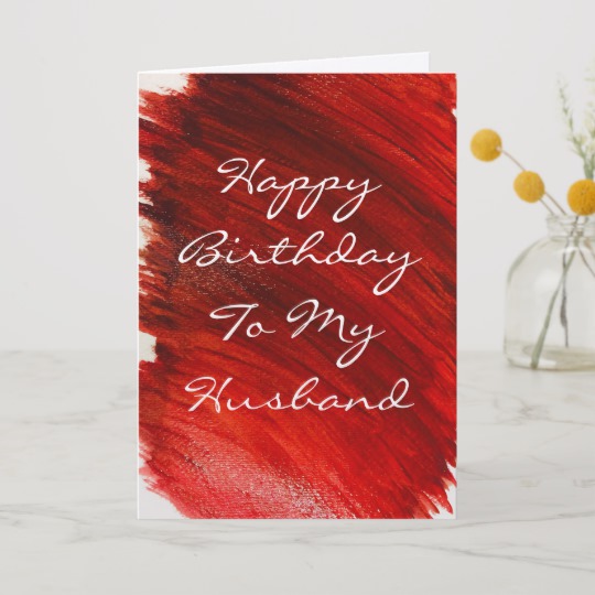 540x540 Happy Birthday Husband Burgundy Red Watercolor Card Zazzle.ca