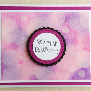 354x354 Happy Birthday Card, Watercolor Card, From Punchedwithlovejuhi