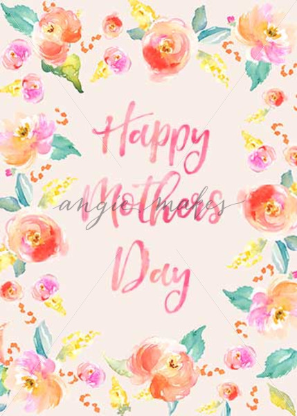429x600 Happy Mothers Day Card Download With Watercolor Flowers