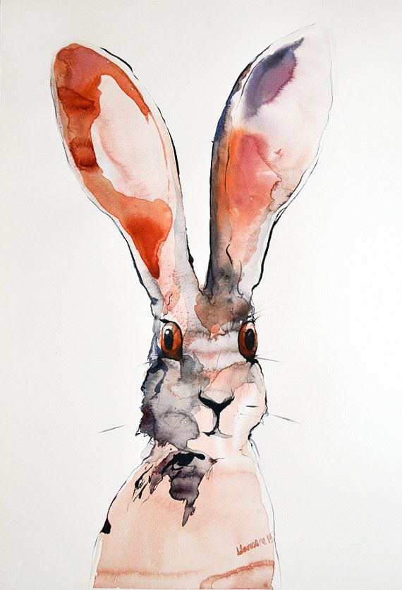 570x835 Hare Watercolor Painting