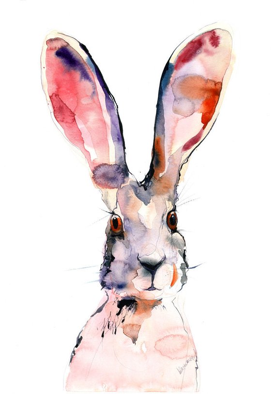 570x812 March Hare Watercolor Painting High Resolution Digital Jpg Etsy