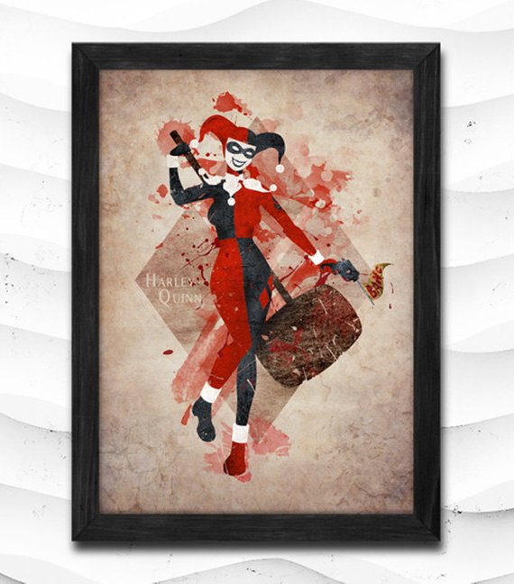 570x648 Harley Quinn Watercolor Print Batman Poster Art Print Baby Etsy