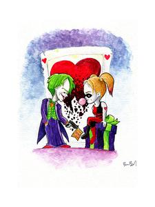225x300 The Joker And Harley Quinn Watercolor Print Ben Byrd Art