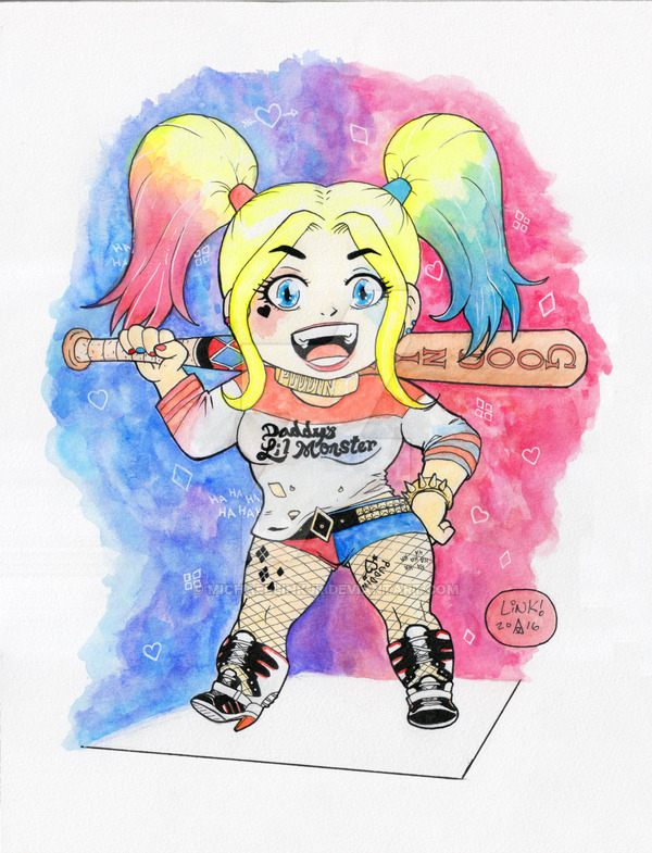 600x785 Harley Quinn (Suicide Squad) Watercolor By Michaellinkjr