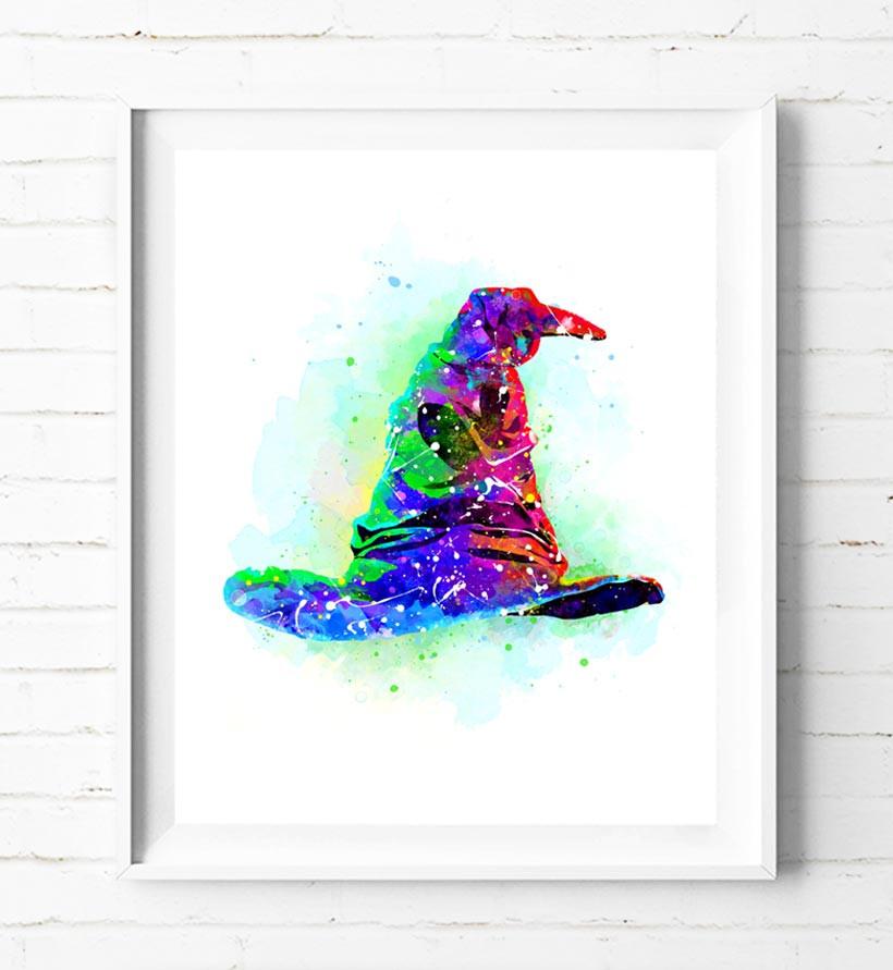 820x891 Harry Potter Sorting Hat Poster Prints Hogwarts Watercolor