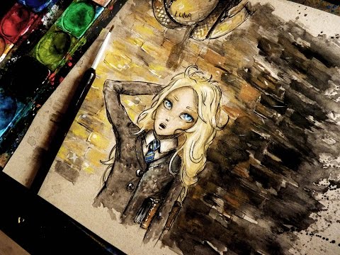 480x360 Watercolor Time Lapse Painting Ink)
