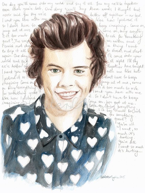 570x758 Harry Styles Watercolor Portrait With Something Great Lyrics