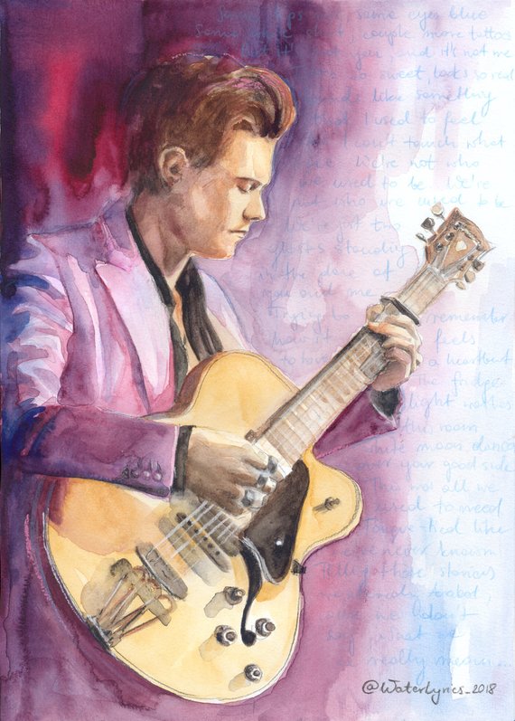 570x797 Watercolor Portrait Of Harry Styles With Two Etsy