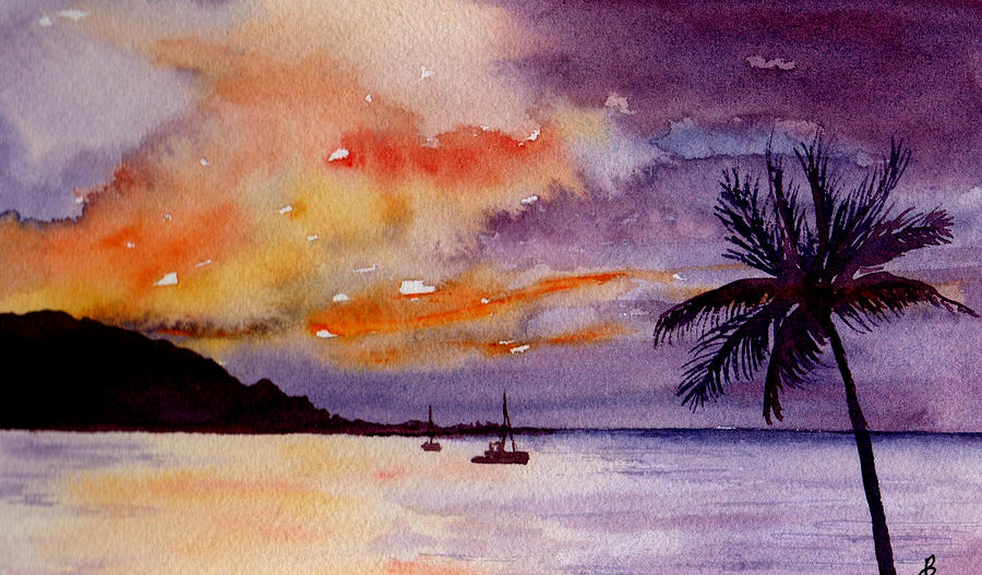 900x527 Harbor Sunset Kauai Hawaii Painting By Brenda Owen