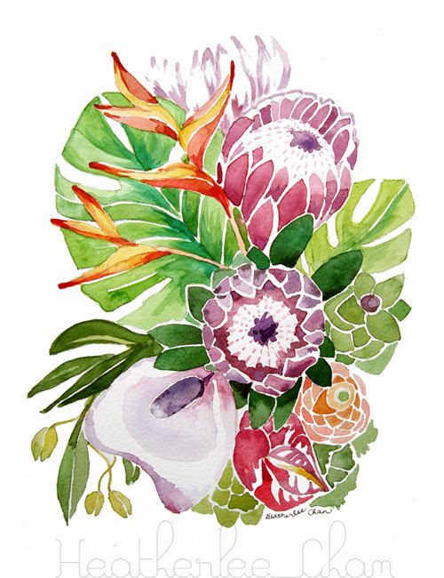 500x650 Hawaiian Flower Watercolor
