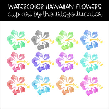350x350 Hawaiian Flowers (Hibiscus) Watercolor Clip Art By The Artsy Educator