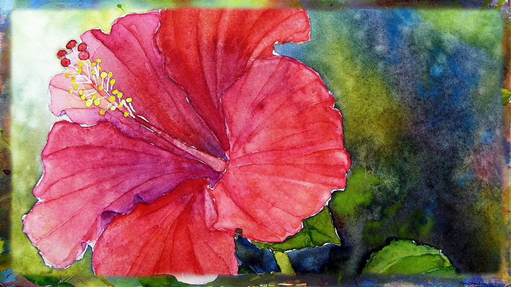 1750x984 How To Paint The Red Hibiscus Flower In Watercolor By Ross Barbera