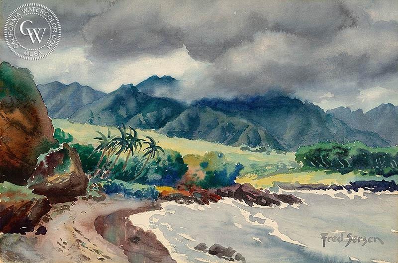 800x529 Hawaiian Coastal, Art By Fred Sersen California Watercolor