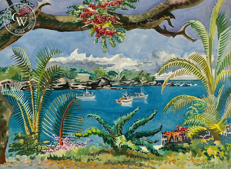 800x586 Keauhou Bay, Kona, Hawaii, 1952, Art By Tom Van Sant California