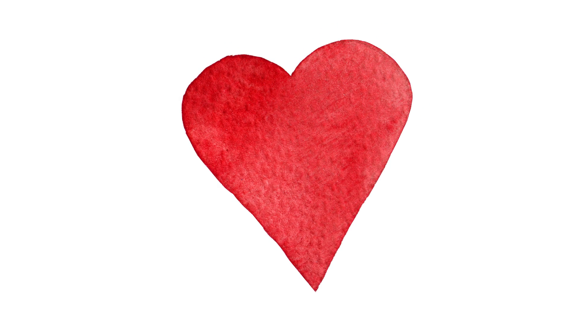 1920x1080 Red Heart Painted In Watercolor. Seamless Loop Animation. Hand
