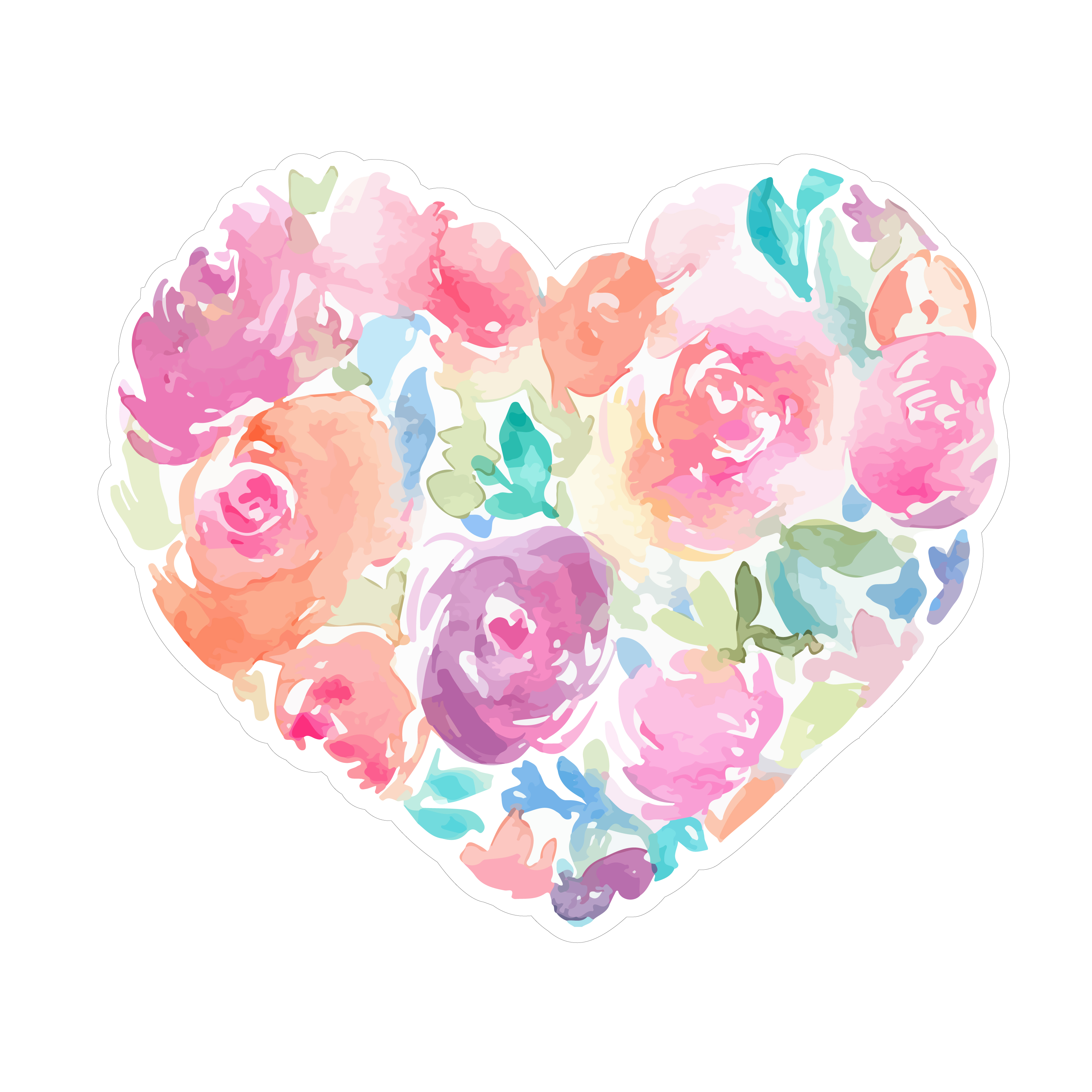 3600x3600 Watercolor Heart Cut File Svg