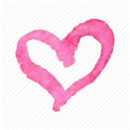 512x512 Doodle, Hand Drawn, Heart, Love, Sketch, Valentine, Watercolor Icon