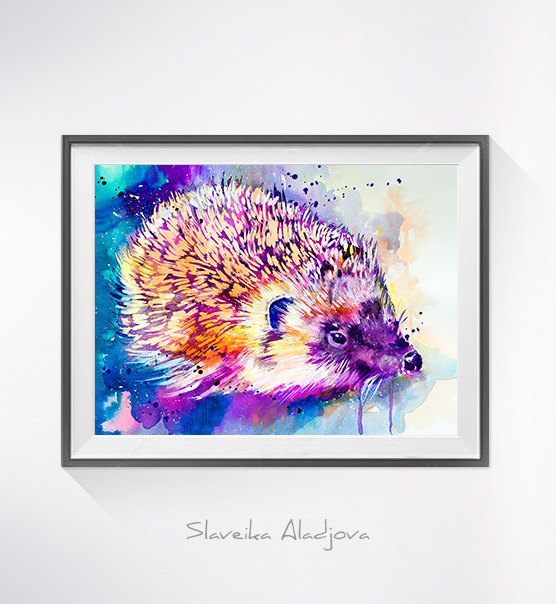 556x604 Hedgehog Watercolor Painting Print