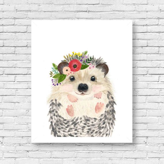 570x570 Watercolor Hedgehog 2, Woodland Nursery, Animal Paintings