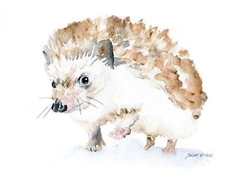 500x357 Hedgehog Watercolor Print Handmade