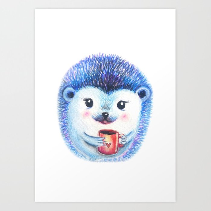 700x700 Blueberry Hedgehog Watercolor Art Print By Willowheath Society6