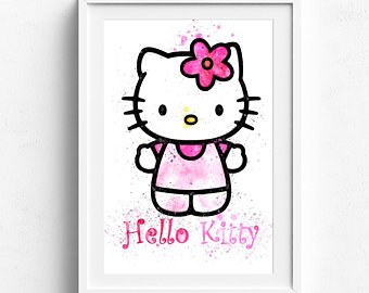 340x270 Hello Kitty Watercolor Print Baby Girl Nursery Wall Art Kids Etsy